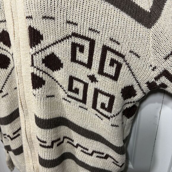 Sinransinya Western Cardigan Womens L Full Zip Shawl Collar Aztec Boho Cozy - Picture 2 of 9